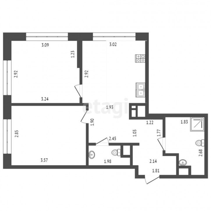 2-комн квартира Первооткрывателей, 10
