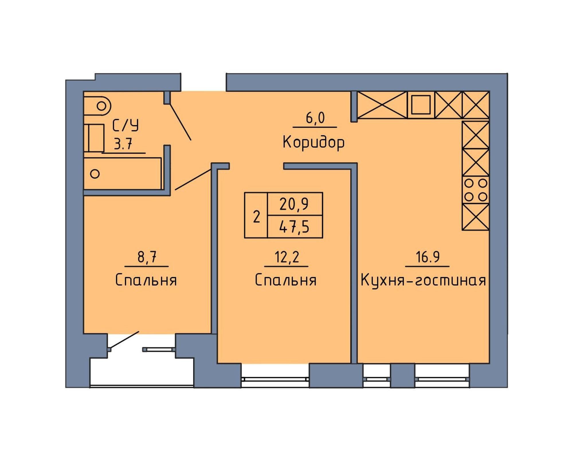 Купить квартиру за 3 470 000 рублей на Станочный переулок, 19/1