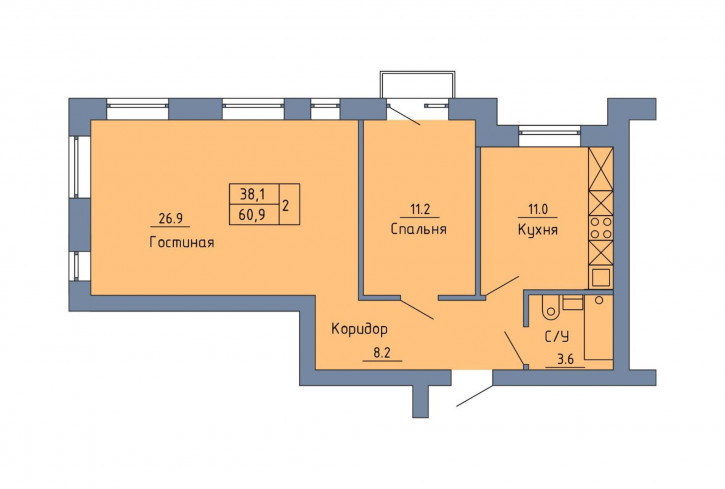 2-комн квартира Станочный переулок