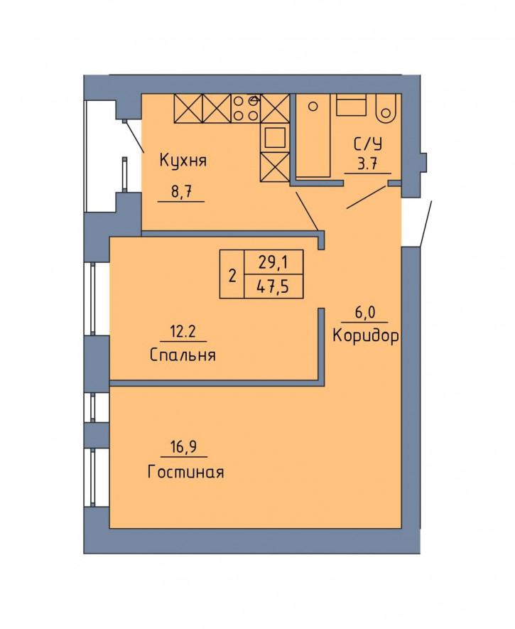 2-комн квартира Станочный переулок, 19