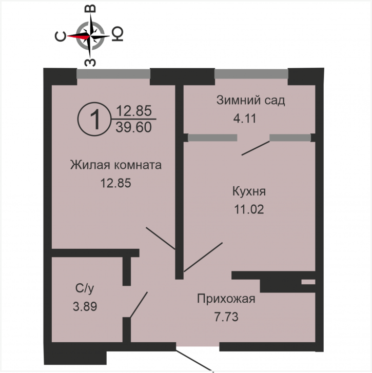1-комн квартира в новом доме улица Геннадия Донковцева, 1