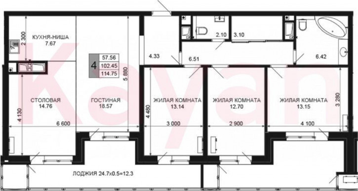 5-комн квартира в новом доме ул Ветеранов