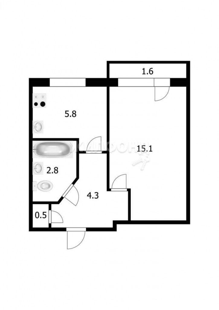 1-комн квартира Связистов улица, д.7