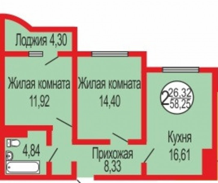 2-комн квартира Уральская улица, 2/15