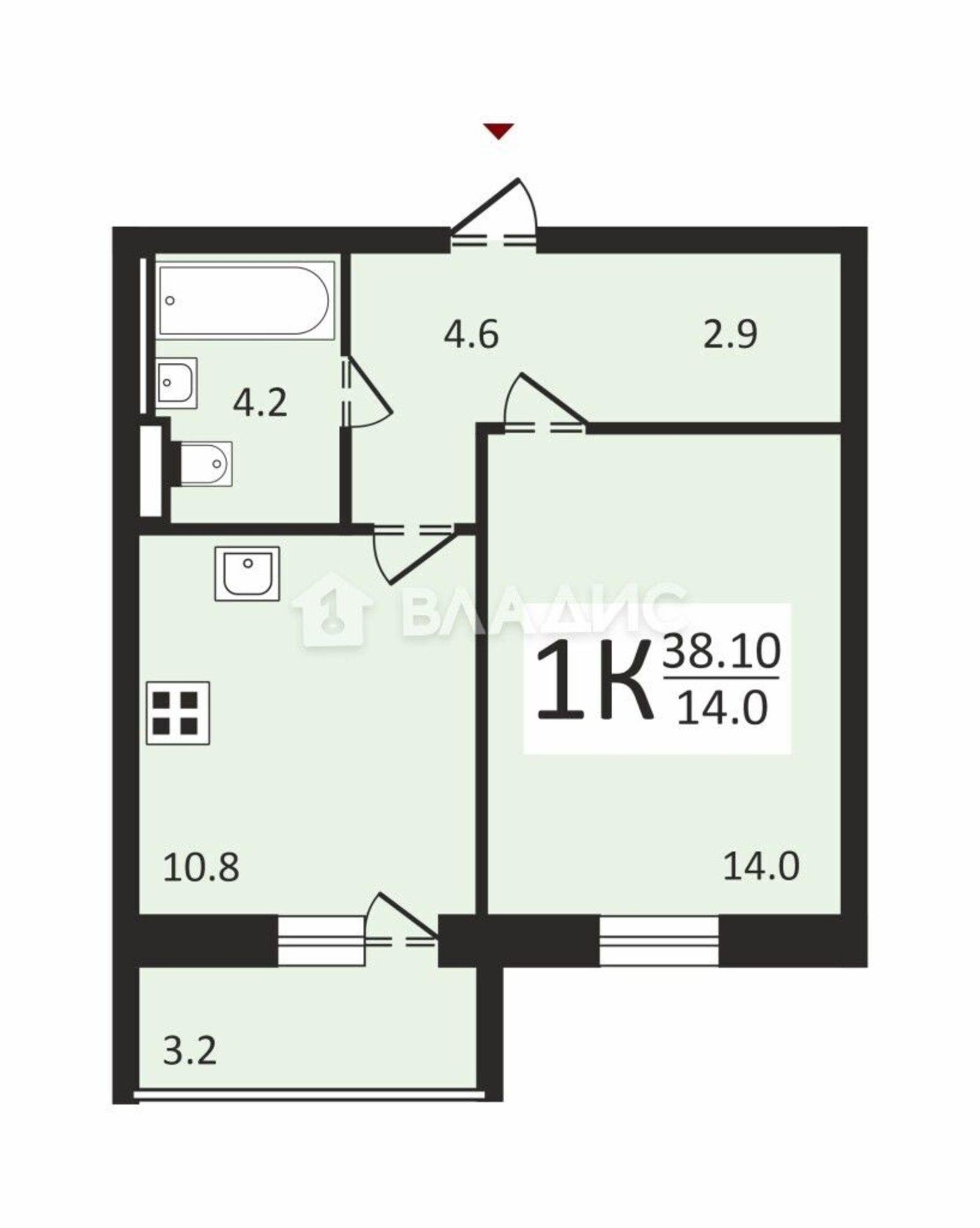 Купить квартиру за 3 694 600 рублей на Строителей ул, 39/3