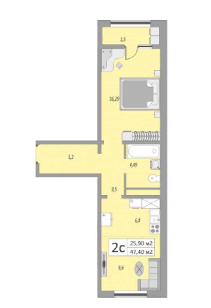 2-комн квартира в новом доме улица Юркина, 8