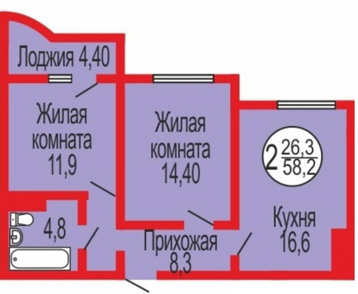 2-комн квартира в новом доме Уральская улица, 14