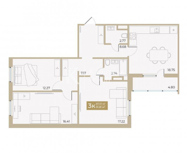 3-комн квартира улица Тимофея Чаркова, 79к3