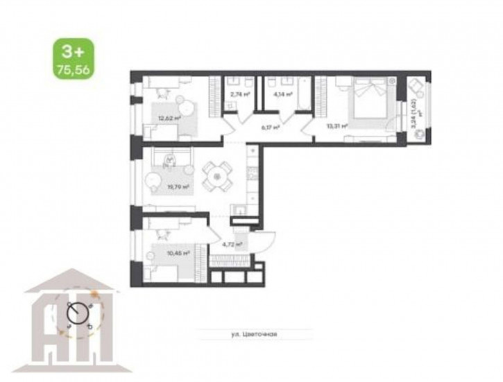 3-комн квартира в новом доме Красина 2-я ул, 64