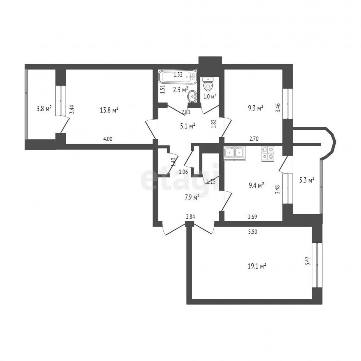 3-комн квартира Красноглинское ш, 1
