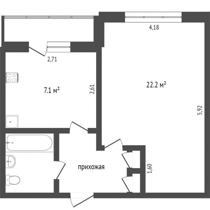 1-комн квартира Кирова, 4