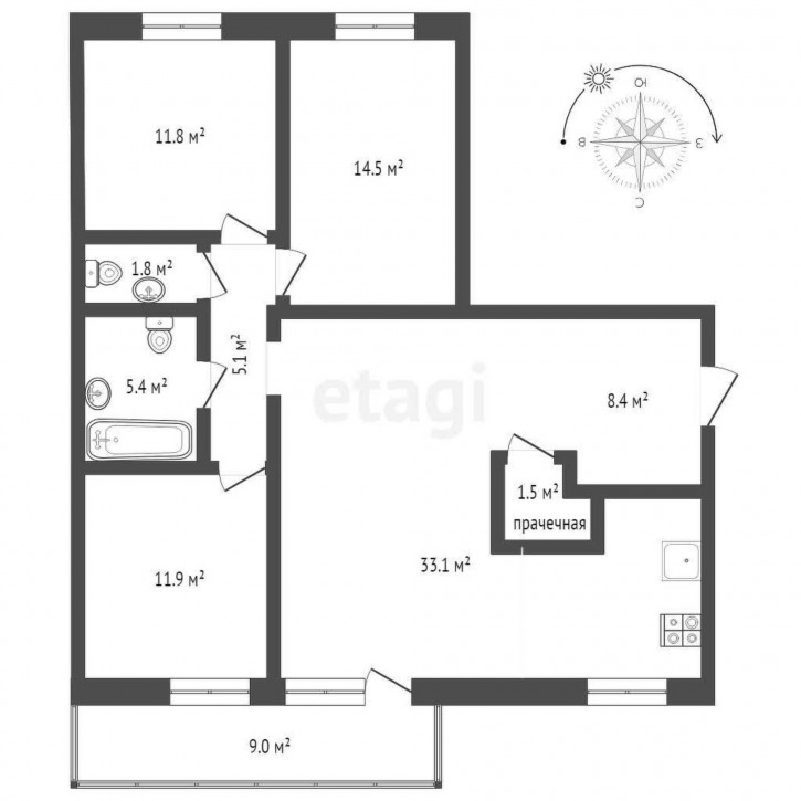 4-комн квартира Котельщиков, 17/2