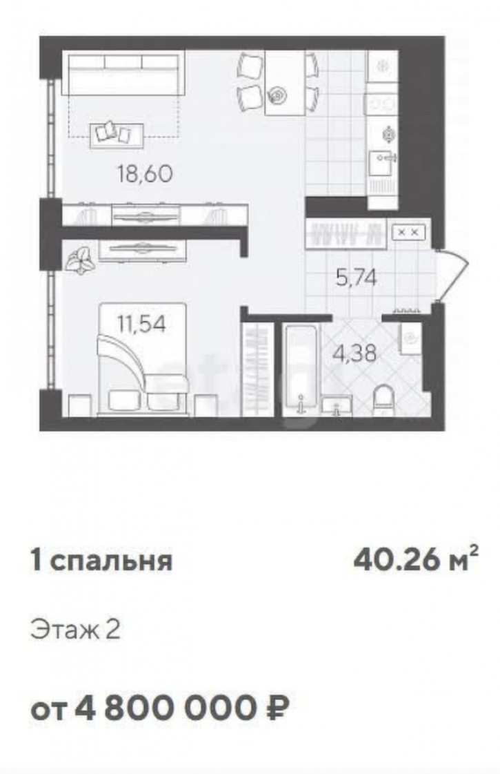 1-комн квартира в новом доме Вадима Бованенко, 7