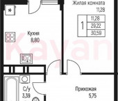 1-комн, 29.22 кв м, этаж 10/10 ул Тургеневское шоссе