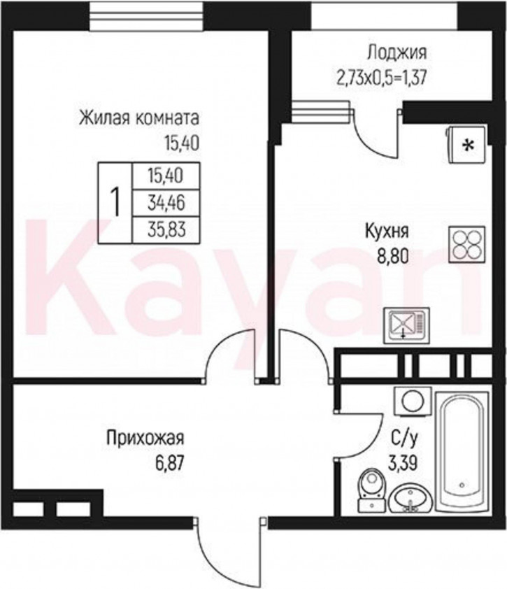 1-комн квартира в новом доме ул Тургеневское шоссе