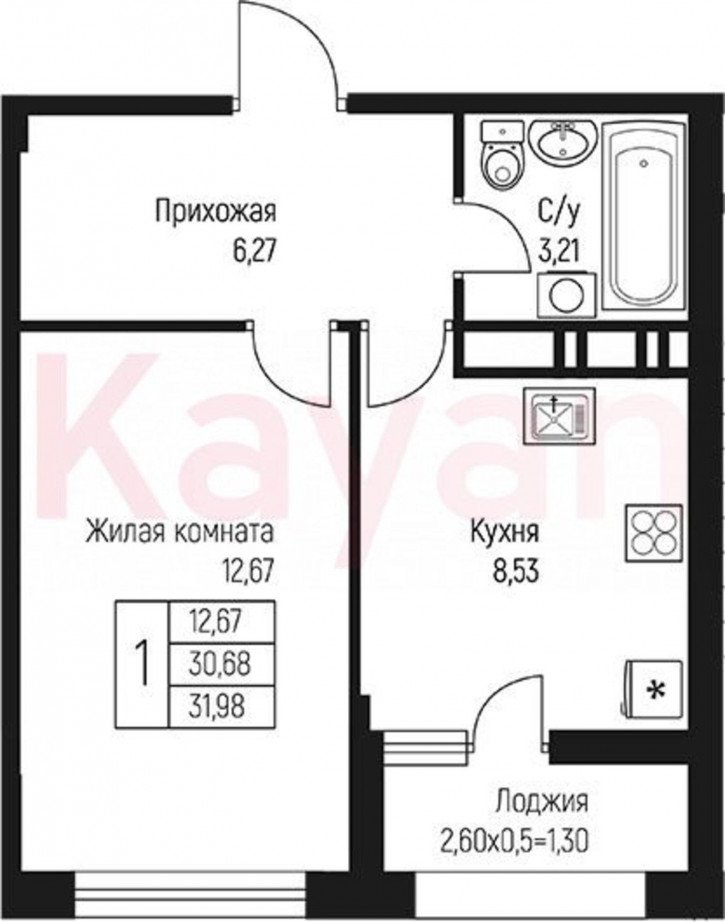 1-комн квартира в новом доме ул Тургеневское шоссе