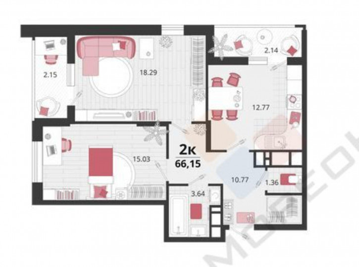 2-комн квартира Природная ул, 10Бк3
