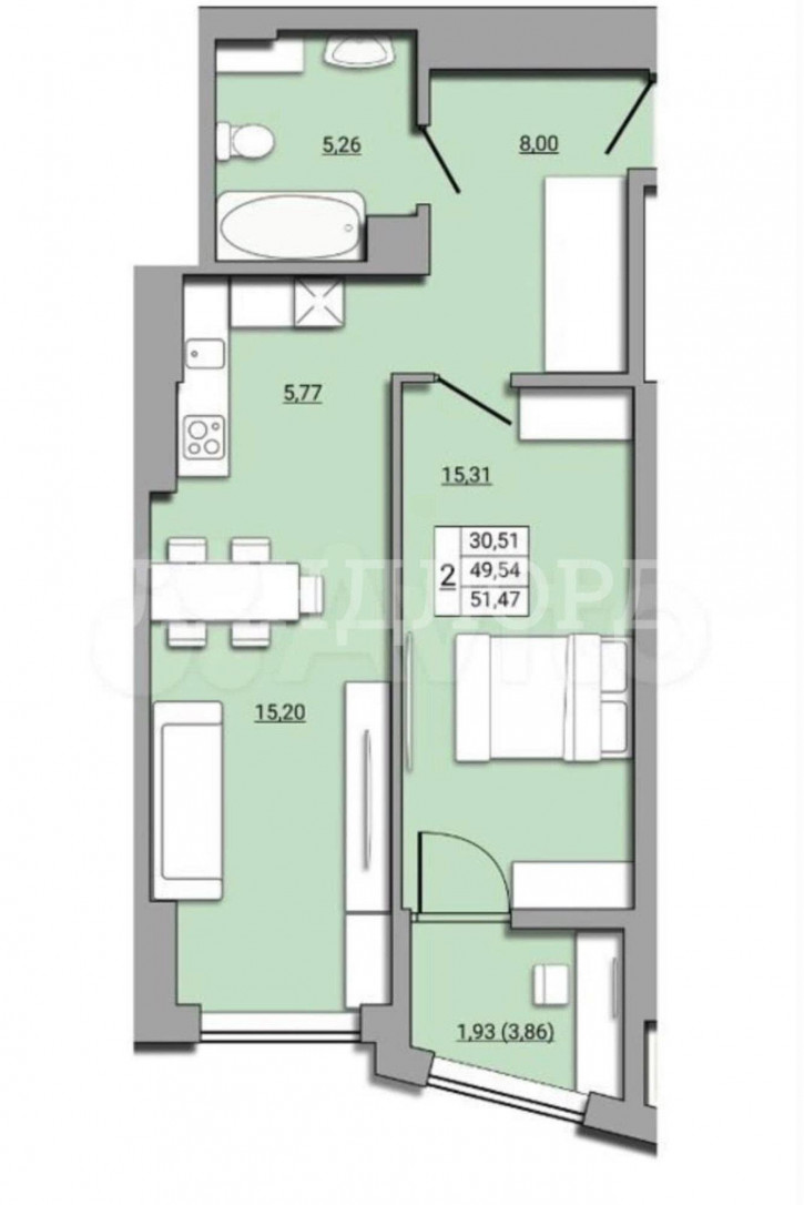 2-комн квартира Береговая улица, 73с1