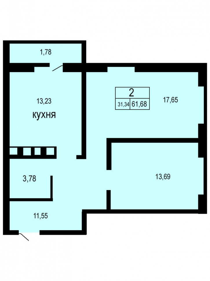 2-комн квартира улица Юркина, 2Б