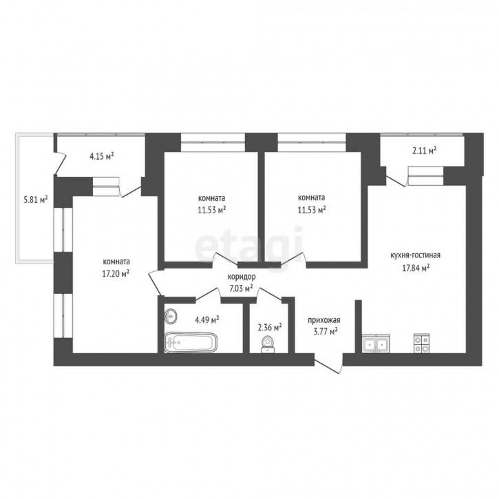 4-комн квартира в новом доме Ильи Кургузова, 4