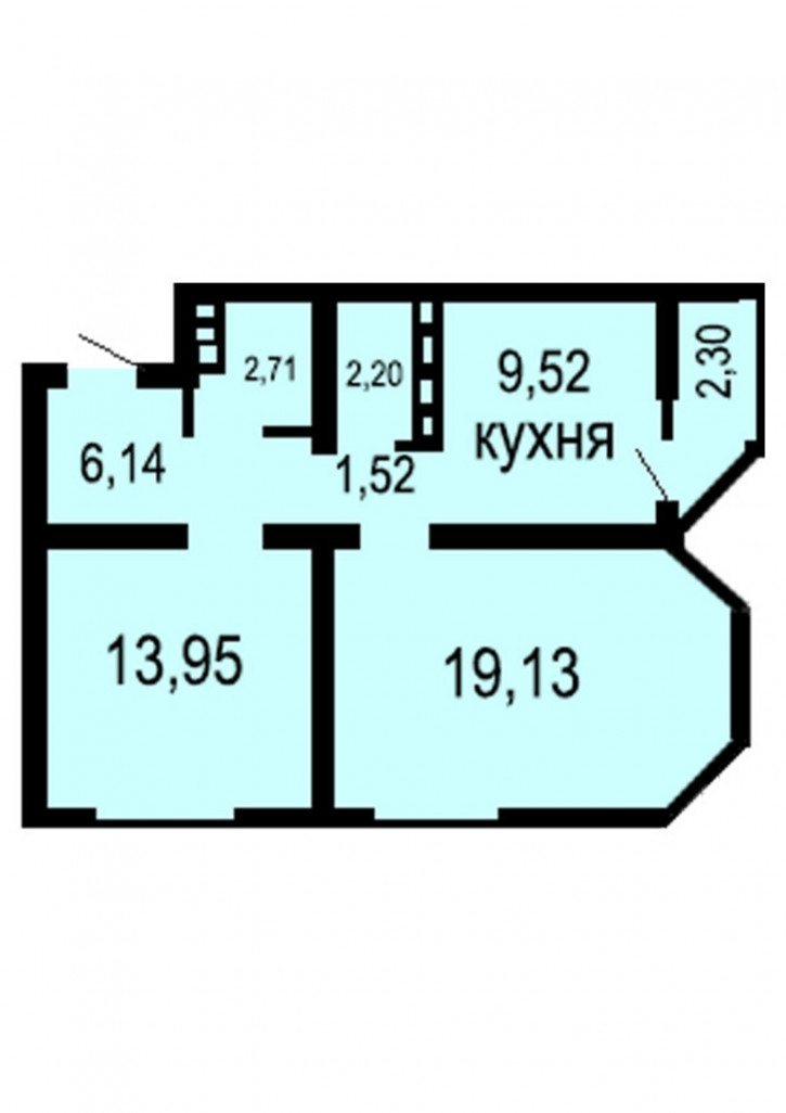2-комн квартира улица Рокоссовского, 3
