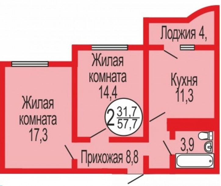 2-комн квартира в новом доме Уральская улица, 2/24