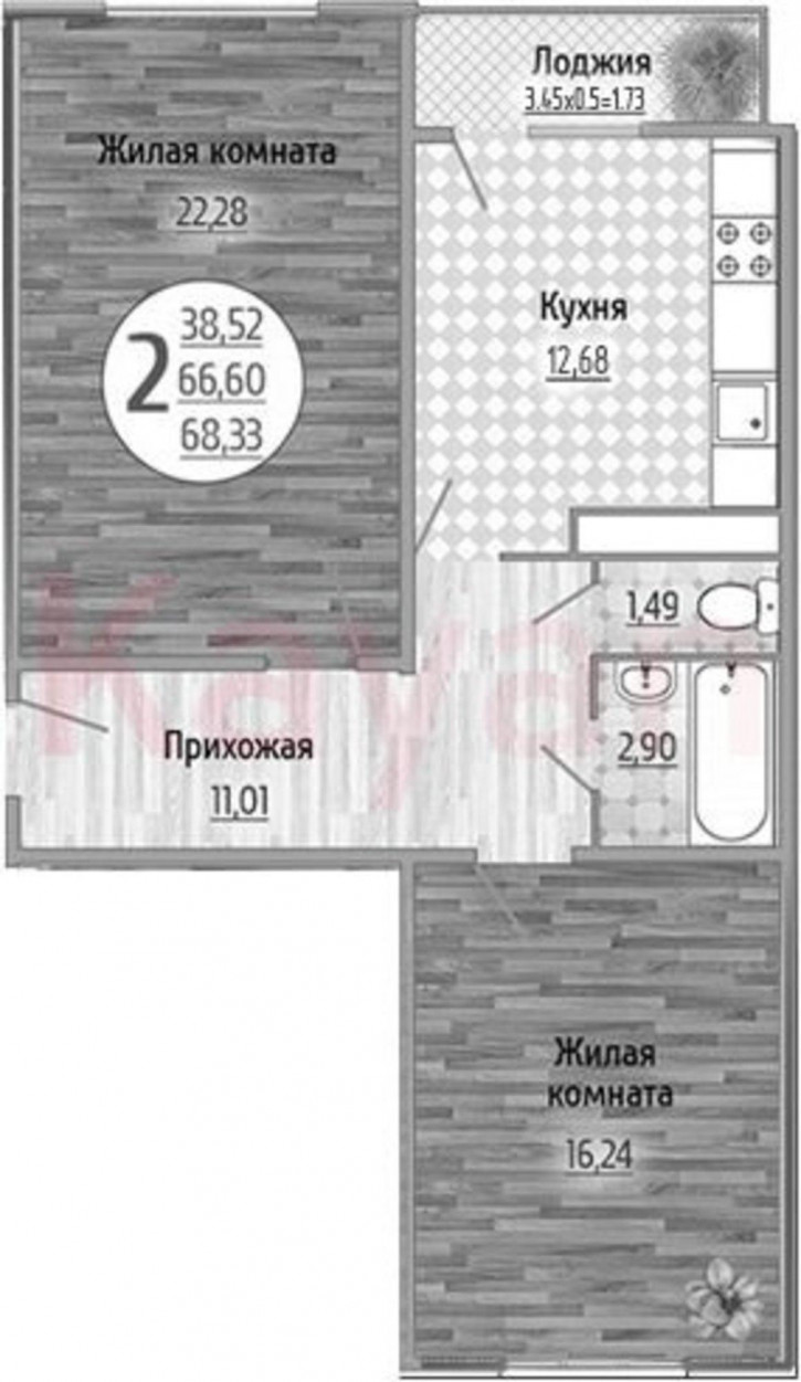 2-комн квартира в новом доме ул Гагарина