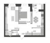 2-комн, 62.4 кв м, этаж 3/6 Экогород Квартал