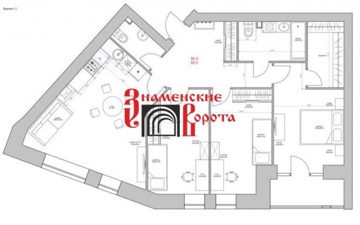 3-комн квартира в новом доме Федоровская Б. ул, 44а