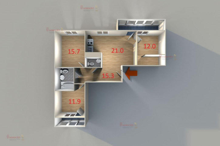 3-комн квартира Громова 28