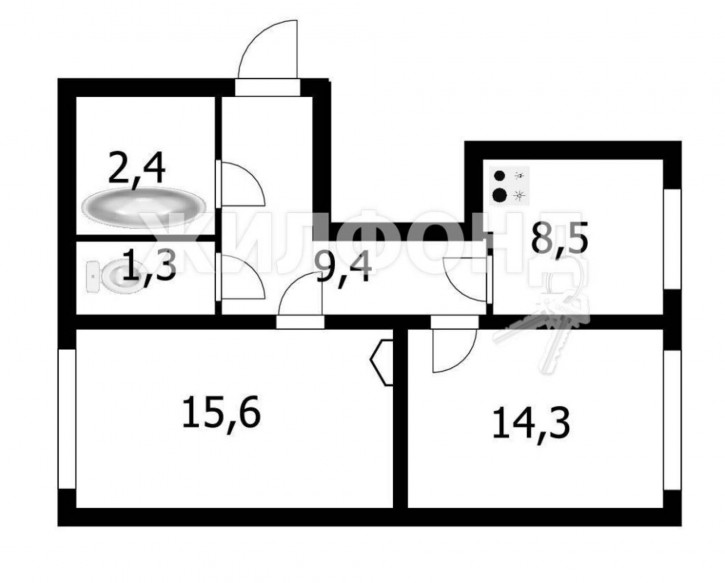 2-комн квартира Ельцовская, 7