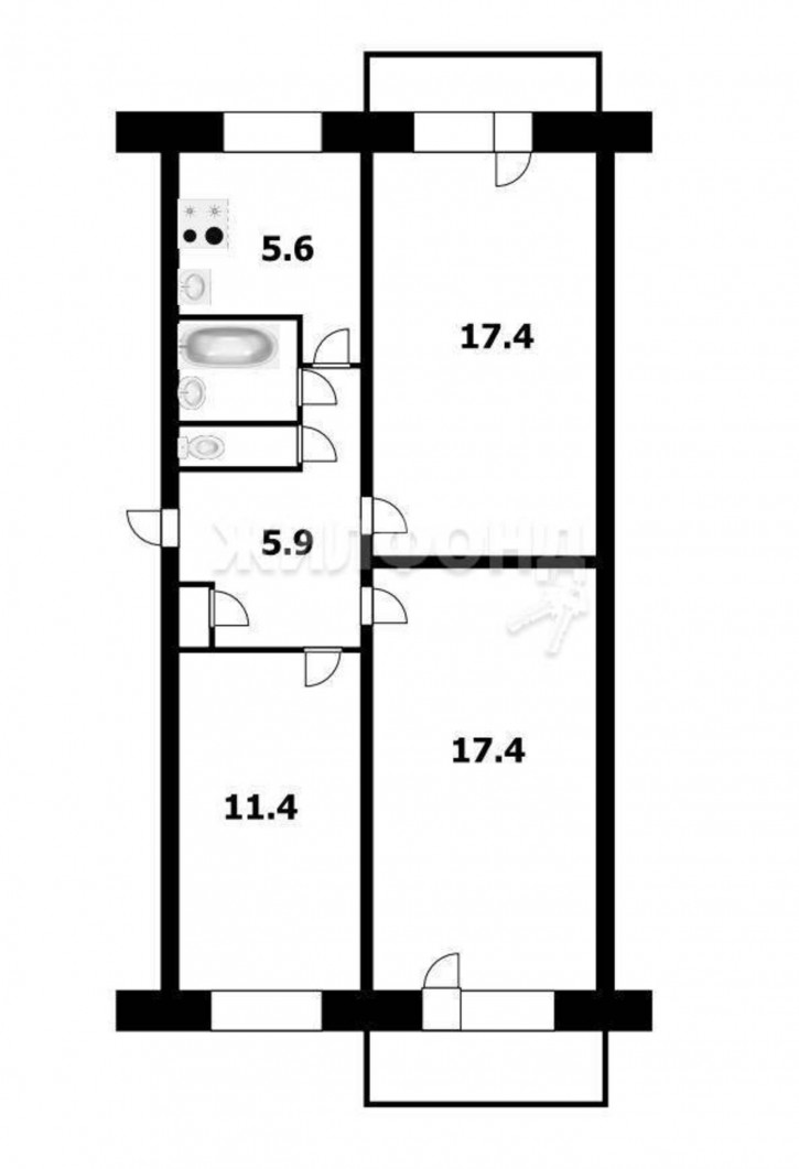 3-комн квартира Степная, 41