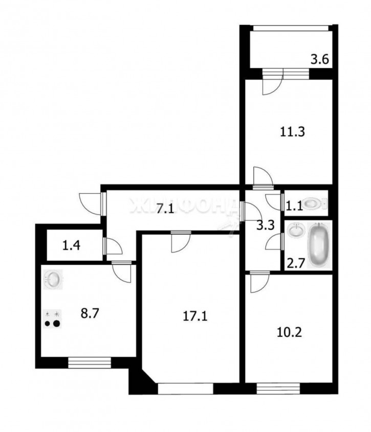 3-комн квартира Шоссейная, 3
