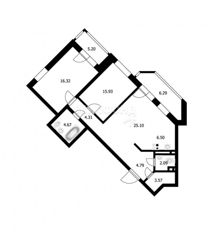 3-комн квартира Каспийская, 1