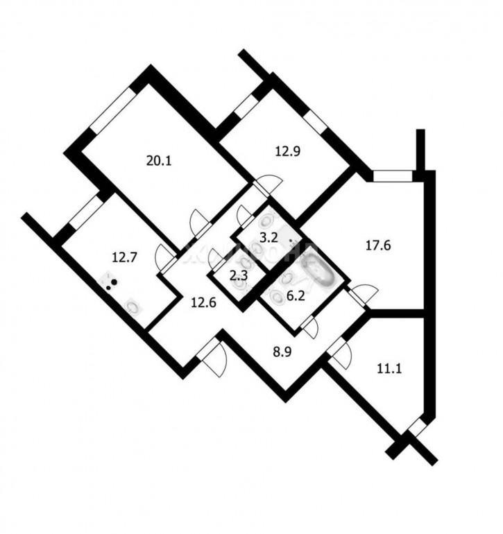 3-комн квартира Ельцовская, 2/3