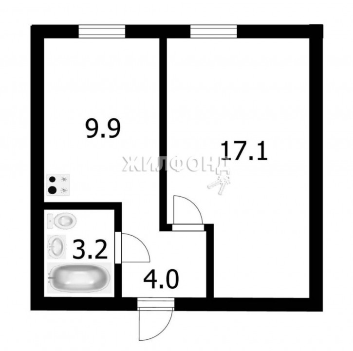 1-комн квартира Обская, 80