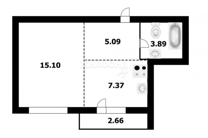 1-комн квартира Василия Клевцова, 3