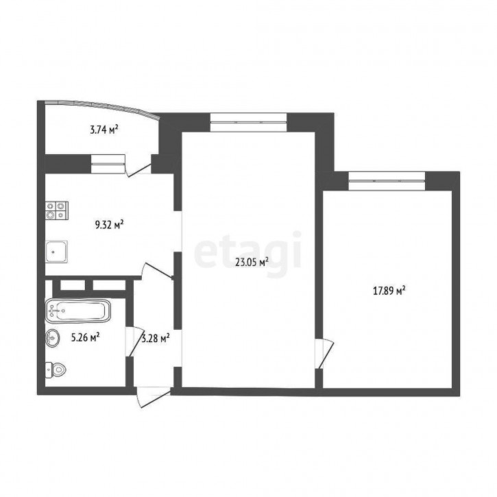 2-комн квартира Федюнинского, 60/2