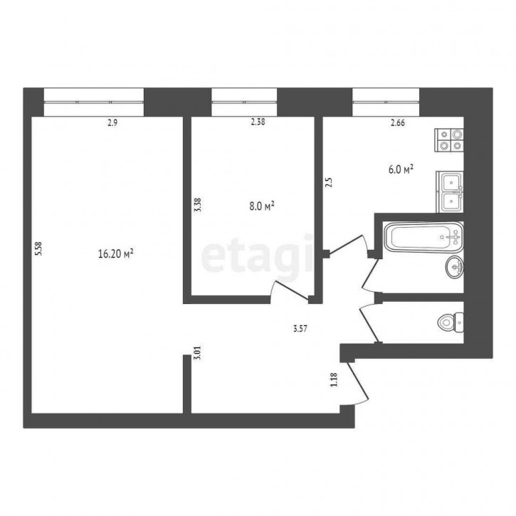 2-комн квартира Ямская, 75
