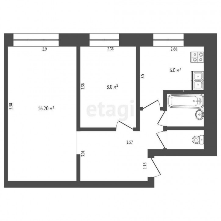 2-комн квартира Ямская, 75