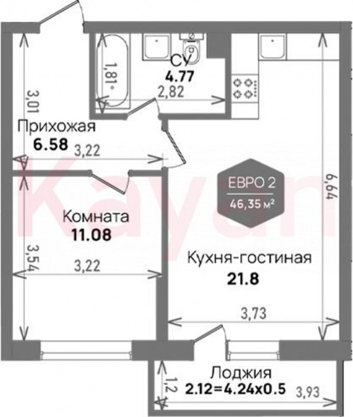 2-комн квартира в новом доме ул Константиновская