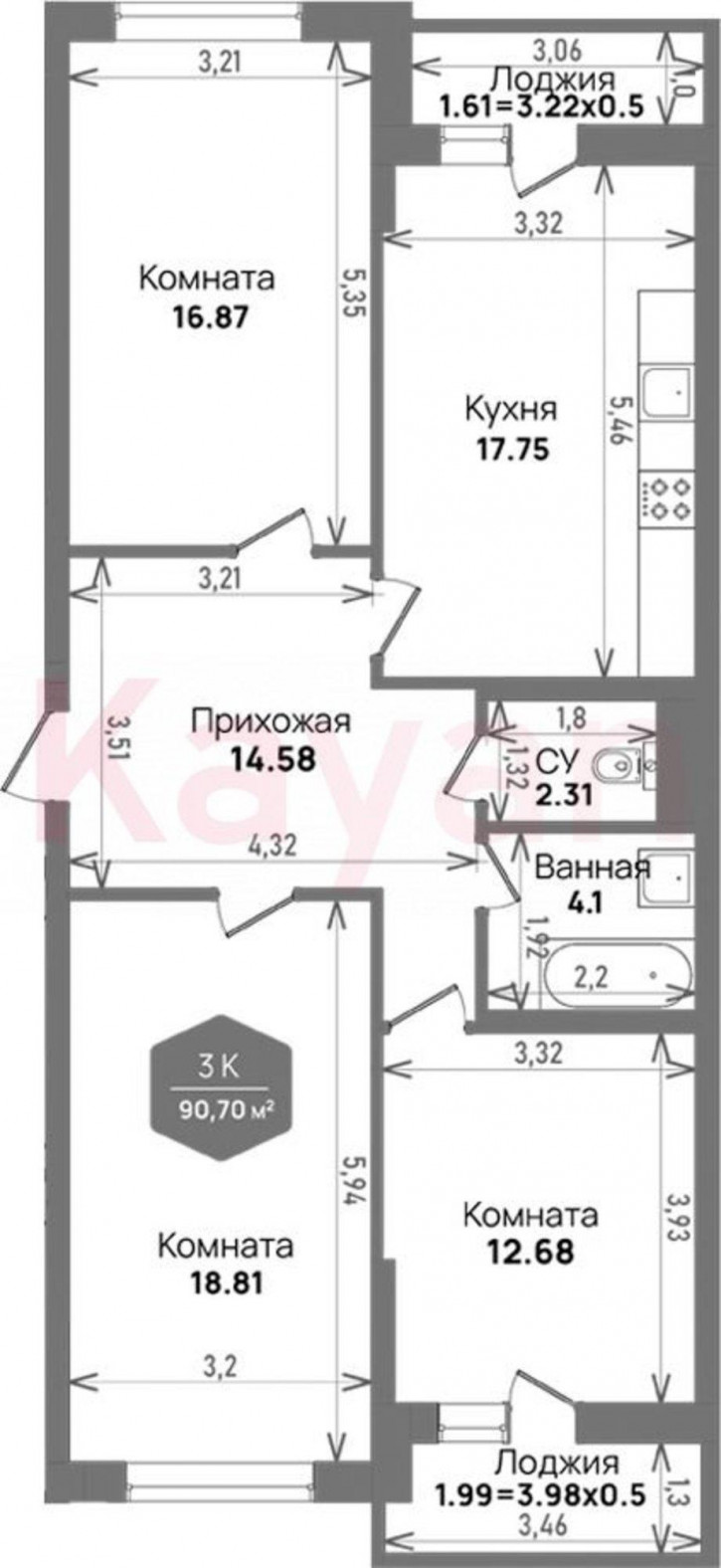 3-комн квартира в новом доме ул Константиновская