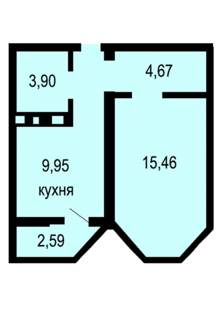 1-комн квартира улица Рокоссовского, 3