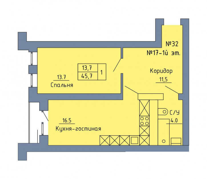 1-комн квартира Станочный переулок, 13