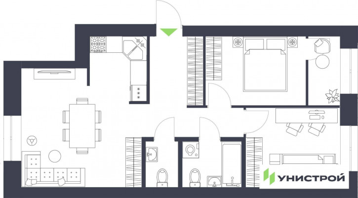 3-комн квартира в новом доме Пестречинский муниципальный район