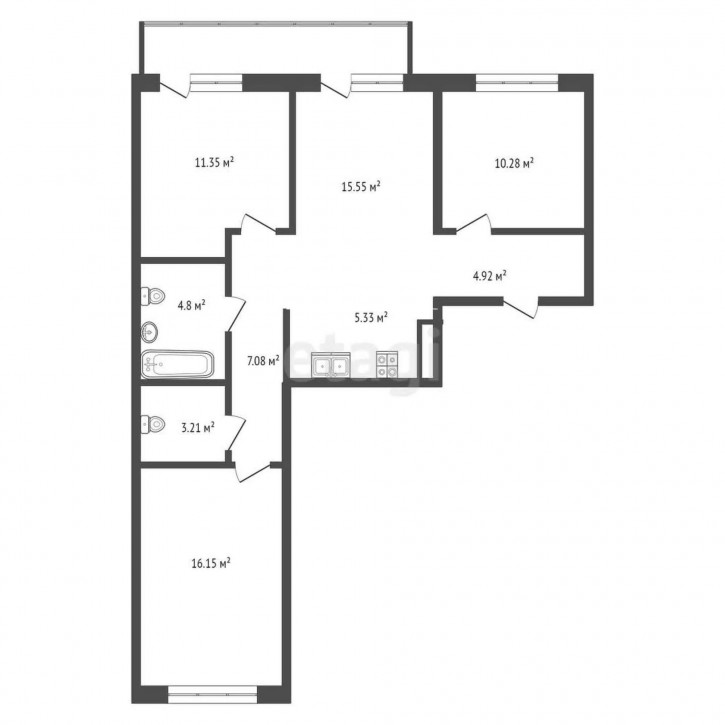 3-комн квартира Газовиков, 40