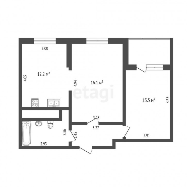 2-комн квартира Бакинских Комиссаров, 3