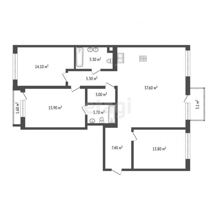 3-комн квартира Газовиков, 40