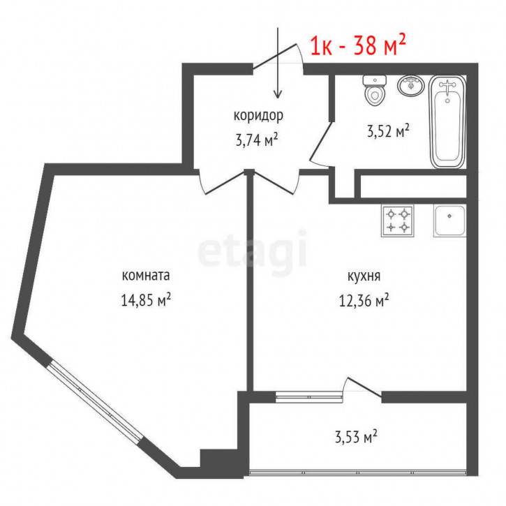 1-комн квартира Советская, 28