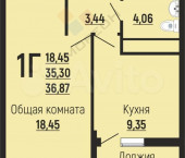 1-комн, 37 кв м, этаж 15/25 Заполярная ул, 39